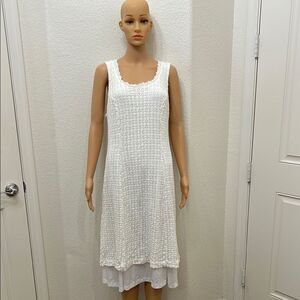 Robbie Bee Signature White Sundress Size 22W Sleeveless Scoop Neck Midi Silky